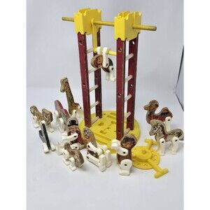VINTAGE 1963 FISHER PRICE JUNIOR CIRCUS RING ANIMALS TRAPEZEE TOY COLLECTIBLE